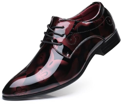 Hixingo Chaussures Homme en Cuir Cristal Vintage Chaussure Ville Homme 38-48 Classique Antidérapantes Brogues Derby Confortables Formelles Habillées Business Costume Mariage (Rouge,45)
