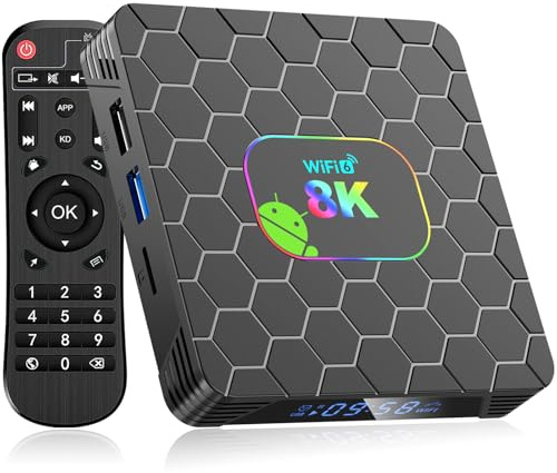 Android 14.0 TV Box 2025, Android Box 4GB RAM 32GB ROM, Tv Box Android 8K 4K Wi-Fi 6 RK3528 Quad-Core CPU Dual-Band Wi-Fi 2.4G 5G Ethernet 100M Bluetooth 5.0 USB 3.0 Smart Box for TV