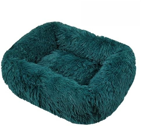 Hixingo Wärme Plüsch Hundebett Grosse Hunde, rutschfest MittelgroBe Katzenbett, Quadratisch Hundekissen XS-XXL, Bequem Flauschige Hundematte, für Balkon Wohnzimmer Reisen (Dunkelgrün,L)