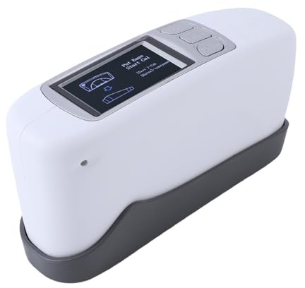 Asixxsix Brillómetro Medidor de Brillo 60º, Rango de Medición 0-200GU, Pantalla a Color 320x240, Almacenamiento de Datos 5000, Recargable, para Recubrimientos Plásticos Impresión de
