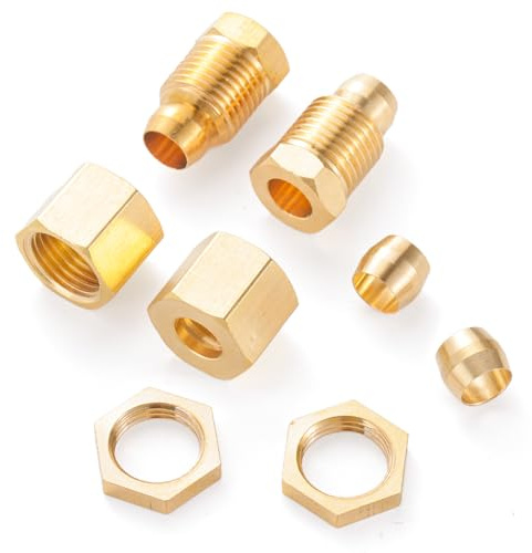 Pilot Burner Tubing, Fireplace Water Heater Pilot Burner Tube Pilot Tubing Replacement Compression Ferrule Parts 7/16-24UNS Female and Male Fitting Kit for Pilot Burner Assembly