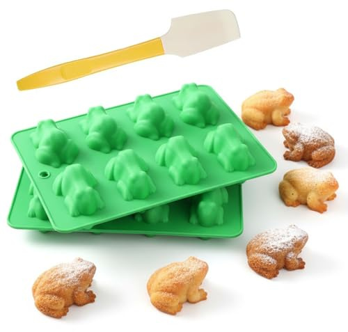 Culinavog 2 Stück Gummibärchen Form Frosch, Frosch Schokoladenform Silikon, Schokoladenfrosch-Formzubehör, Formen für heiße Kokosbomben Zubehör wiederverwendbare Backformen für Süßigkeiten, Eiswürfel