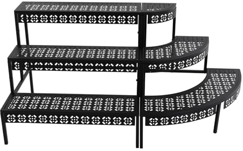 Gdetnysty Supporto per piante in metallo a 3 livelli, per piante, per fiori, per piante, per fiori, per giardino, giardino, per conservare fino a 15 kg