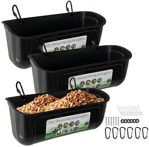 3er-Pack hängender Hühnerfutterspender, Wassertrog mit 8 Quart Fassungsvermögen, leicht zu reinigender Kunststoff-Viehfutterspender für Geflügel, Enten, Ziegen