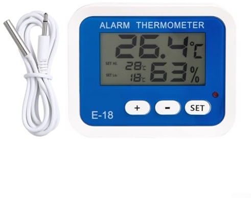 Yuanpgky Termómetro e higrómetro de sonda digital con carcasa de ABS, ±1°C/±5% para precisión RH, para refrigerador, cocina, baño y dormitorio, interior/exterior