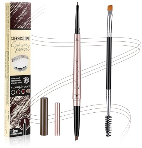 BUTBU Eyebrow, Brow Indragbar pencil, långvarig och vattentät ögonbrynspenna, med ögonbrynsborste, torkbeständig makeup, exakt kalkering, skapar naturliga ögonbryn, #2 ljusbrun