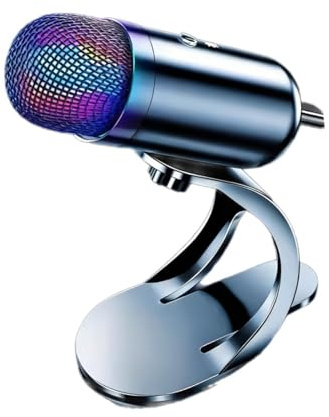 BaotyJie Microfono a condensatore USB, Microfono dinamico per Gaming e, da scrivania per podcasting per PC, con Luci RGB
