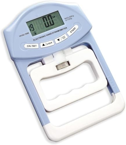 UsmooJoy 90 kg digital handdynamometer, elektronisk handgrepp stärkare övningsmätare, automatisk fångning, greppstyrka testtränare för sport, skola, hemmabruk (blå)