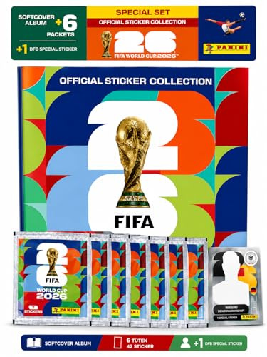 ATHLEJOY Set di base XXL per fan dei mondiali 2026, adesivi originali Panini, adesivi e speciali, da collezionare e scambiare, campionato del mondo
