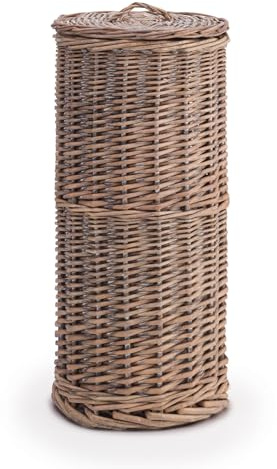 WoodLuv Corbeille de Rangement en Osier avec Doublure Noir/Blanc Large