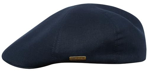Sterkowski Rusty Duckbill Mütze | 100% Naturleinen Schiebermütze für Herren und Damen | Leichte Sommer Cabrio Flatcap Newsboy Gatsby Golf Cabrio Kappe Vintage Leichte Sonnen Schirm Marineblau 58