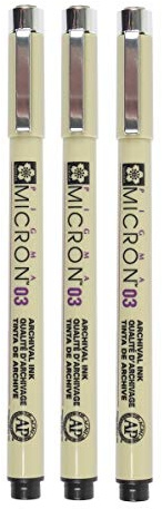 Pigma Sakura Micron - Pigment Fineliners 0.3Mm Black [Pack Of 3]