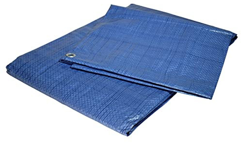Telo giardino 6 x 10 m 80 g/m² – legno – Telone di protezione plastica blu polietilene