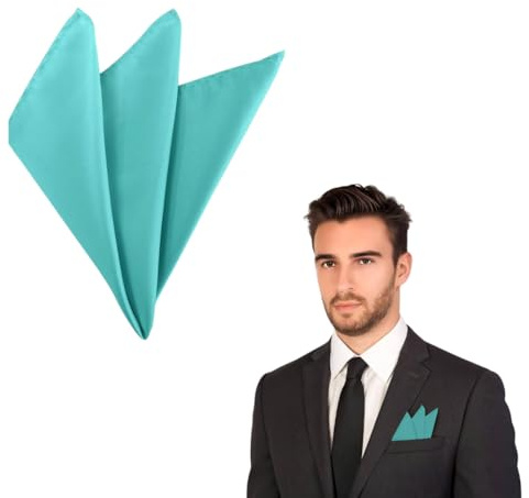 The Tie Co™ Satin Polyester Pocket Square – 28x28cm Handkerchief/Hanky for Suit Jackets, Weddings, Formal & Business Wear - Turquoise