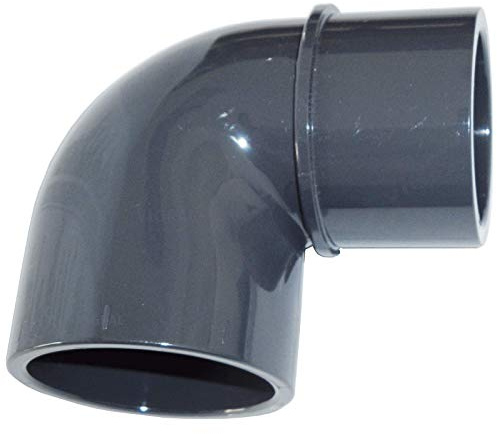 Plimat PVC Klebefitting 50 mm T-Stück Bogen Rohr Winkel Muffe Kappe Verschraubung (PVC Winkel 90° - reduziert)