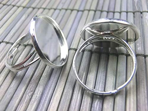 beadsvision 10 Ringrohlinge für 20mm Cabochons Ringe Rohlinge verstellbar Farbe Silber #S189