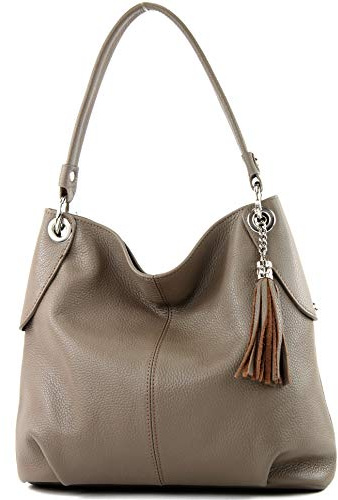 modamoda de T185 Damen Leder Schultertasche, handmade in Italy
