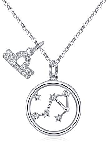 Qings Sternzeichen Sternbild Halskette - 925 Sterling Silber Astrologie Schmuck, Sternzeichen Anhänger Stern Kette für Frauen, Horoskop Sterne Geschenk für Mädchen 17.7-19.2 Inch
