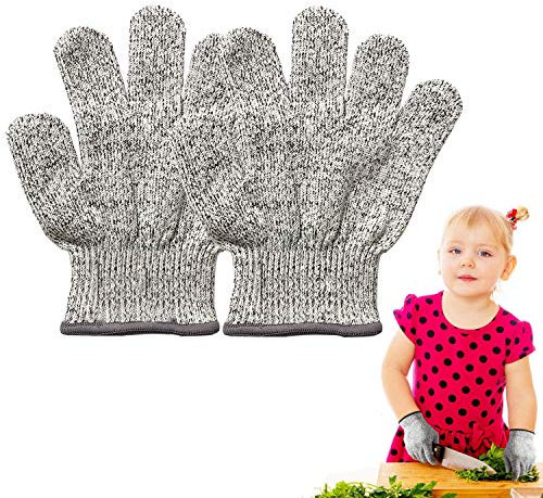 Schnittfeste Handschuhe Kinder,Schnittschutzhandschuhe Arbeitshandschuhe Level 5 Schutz Lebensmittelecht,küchenhandschuhe schnittfest für Küche,Messer zu schärfen,Holz zu schnitzen für 8-12 Jährige,XS