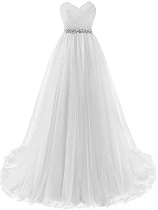 Misshow Abito da ballo lungo elegante in stile vintage con spalle scoperte con paillettes, abito da donna lungo chic da sera, bianco, 48