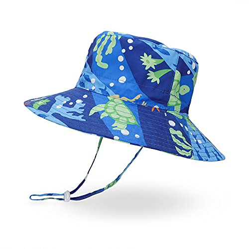 LACOFIA Sombrero de Sol bebé Gorro Verano para niños Sombrero Playa de ala Ancha Proteccion Solar para niños con Correa Ajustable para la Barbilla