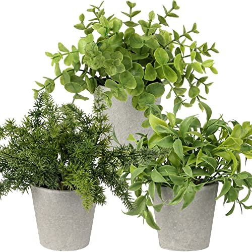 Briful Artificial Plants Artificial Herb Assortment Plants in Pulp Pots Decorative Plants Indoor Artificial Rosemary Fake Grass for Interior Decoration