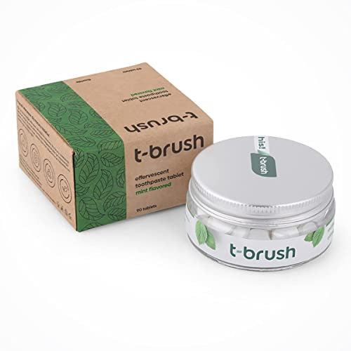 TBRUSH Vegan Toothpaste Tablets | 90pcs Spearmint | with-Fluoride 1400 ppm | Whitening, Anti-Cavity |%100 Natural Sustainable | Plastic, Gluten, Glycerin, SLS Free