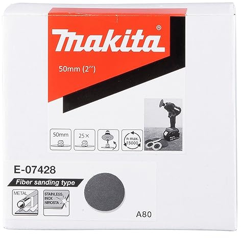 Makita E-07428 - Dischi abrasivi in fibra, 50 mm, A80G
