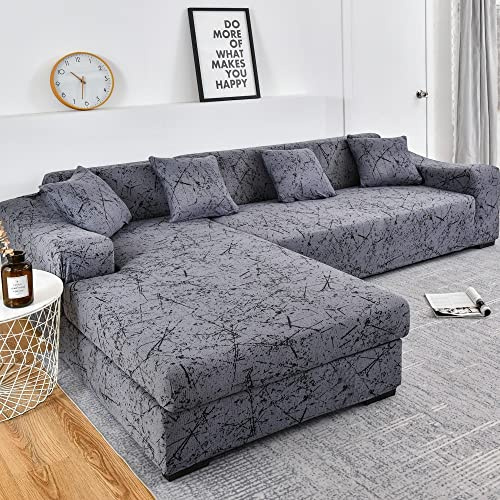 uyeoco Wasserdicht Sofabezug L U Form Sofa überwurf Ecksofa Couchbezug 1/2/3/4 Sitzer Stretch Sofabezüge Sofahusse Beige/Grau/Braun/Hellgrau Couch Bezug (Color : P, Size : 235-300cm)