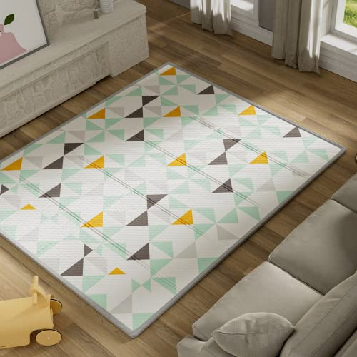 Uanlauo Tapis de jeu pliable pour bébé, 180,3 x 150,9 cm, tapis de jeu pliable pour enfants, tapis de jeu en mousse, tapis de jeu pour nourrissons, tapis à ramper, tapis de renforcement des bords