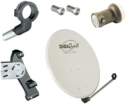 CAMPER KIT PARABOLA 60CM completo di due connettori, matassina 20mt (diametro 6,7mm) e LNB UNIVERSALE SINGOLO