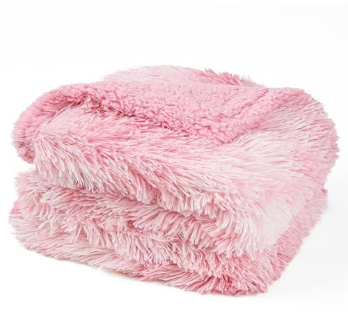 PetAmi Waterproof Dog Blanket for Couch, Bed & Furniture,Reversible Sherpa & Faux Fur Pet Blanket, Leakproof Blanket for Puppy Cat, Washable Soft Calming Pet Couch Protector (29x40, Tie-Dye Pink)