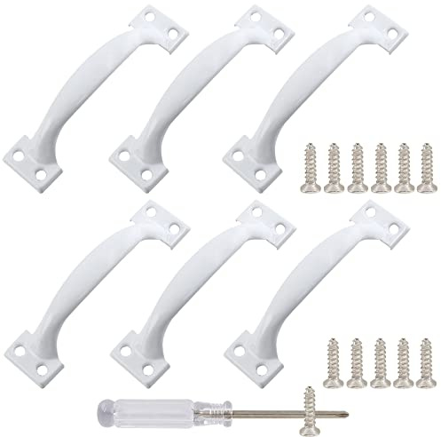 Kyuionty 6 Pcs 4 Metal Gate Pull Handles, Bow Gate Handle Screen Door Pull, Vintage Barn Door Handles (White)
