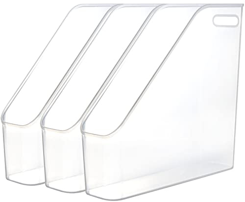 Youngever 3-pack plastmappsförvaring med handtag, vit, plastmapphållare