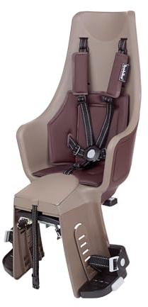 BOBIKE 8011200034 - Fahrradkinderrücksitz Exclusive Maxi Plus für Fahrräder mit 26“ bis 29“ Laufrädern geeignet für Kinder mit Verankerung im Gepäckträgerin Farbe Toffee Braun