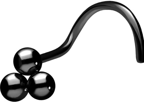 PIERCINGLINE Titan Nasenpiercing Spirale | 3 KUGELN | Nasenstecker | Farbauswahl