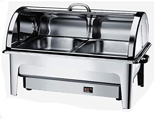 UZOURI Chafing Dish, Calentador de Comida Electrico para Buffet, Plato Caliente Bandeja de Calentamiento Comercial para Vacaciones, Catering, Fiestas, 9L
