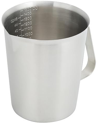 Taza Medidora de 1500 Ml, Taza Medidora de Acero Inoxidable con Escala Transparente, Taza Medidora de Líquidos de Metal, Jarra Medidora Reutilizable con Asa, Taza Medidora Multifunción para Cocinar en