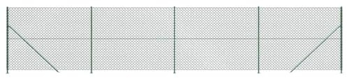 vidaXL Chain Link Fence with Floor Flange - Galvanized Steel with PVC Coating - 1.8x10m - Green - Ideal for Property Barrier or Animal Enclosure