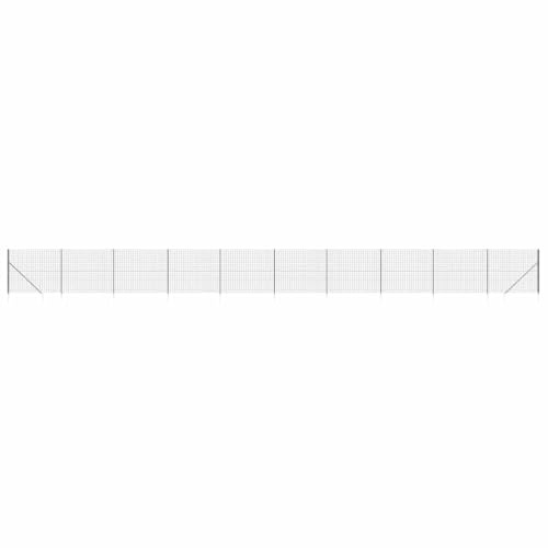 vidaXL Clôture en Treillis Métallique et Ancrage, Panneau de Clôture Décoratif, Barrière de Protection Jardin Patio Extérieur, Anthracite 1,4x25 m