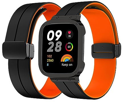 Silikon Armband für Redmi Watch 3 Active Magnetisch Armband Ersatzarmband Sport Silikon Weiches Armbänder mit Herren Damen Sportarmband mit Redmi Watch 3 Active Ersatzband (5,m)