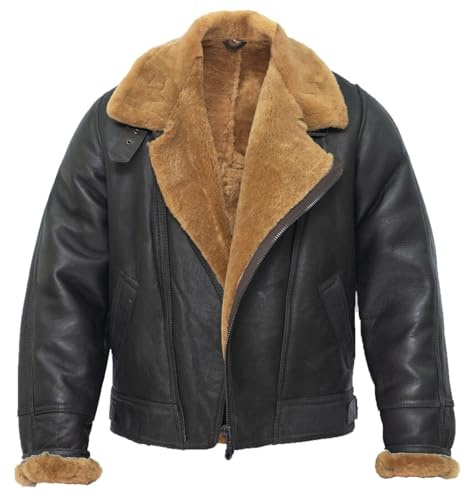 Infinity Leather Uomo Aviator B3 Volare Cross Zip Pelle di pecora Bomber Giacca da pilota volante ZENZERO XL