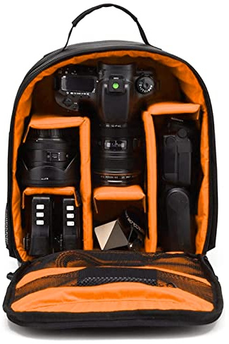 Baoqifong 1/2 PZ Zaino Fotografico Professionale - SLR Zaino per fotocamera impermeabile Borsa per fotocamera leggera e compatta con copertura antipioggia, per laptop, obiettivi, DSLR, SLR