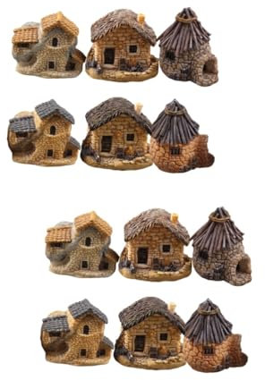VANZACK 12 STK Hausschmuck aus Harz Haushaltswaren Dekor Mini-Harzhaus tragbares Mini- Mini-Dorf-Handwerk dekorative Verzierung Schreibtisch Zubehör Kleines Ornamente Dekorationen