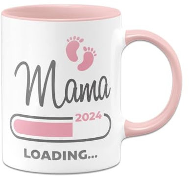 Tassenbrennerei Tasse - Mama loading 2024 - Schwangerschaft verkünden, Geschenk für werdende Mütter, schwangere Frauen - Du wirst Mama, Ich werde Mutter (Rosa)