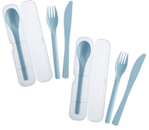 Westmark 2 Set di Posate, 3 Pz – Pratico set con coltello, forchetta e cucchiaio in scatola da asporto, Ottimo per campeggio, festival e picnic – No BPA, Blu