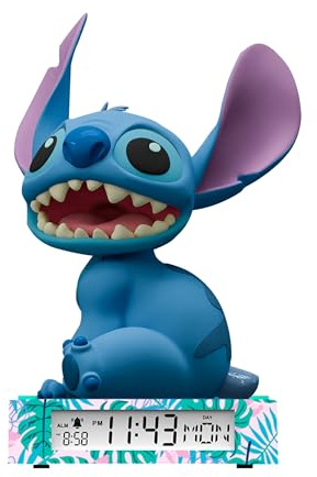 KIDS EUROSWAN Despertador digita con fechal Stitch y luz de noche 3D.