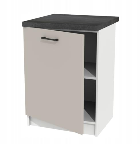 Laclar Unterschrank mit Arbeitsplatte 60 cm – Küchenmöbel mit robuster Möbelplatte - universeller Türmontage - Arbeitsplatte District Dark -, einfache Selbstmontage – perfekt für Jede Küche