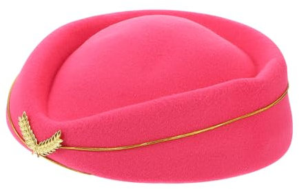 VALICLUD 3stücke Stewardess Hut Für Damen Filz Flugbegleiterin Kostümzubehör Elegante Mütze Rosy Für Cosplay Bühnenaufführungen Und Kostümpartys