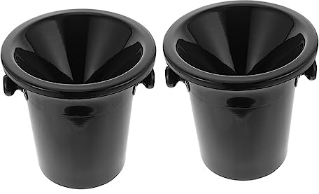 MAGICLULU 2piezas Cubitera Negra De Plástico para Vino y Hielo Escupidera Redonda Doble Oreja Accesorio Versátil para Degustación y Enfriamiento Bares y Eventos